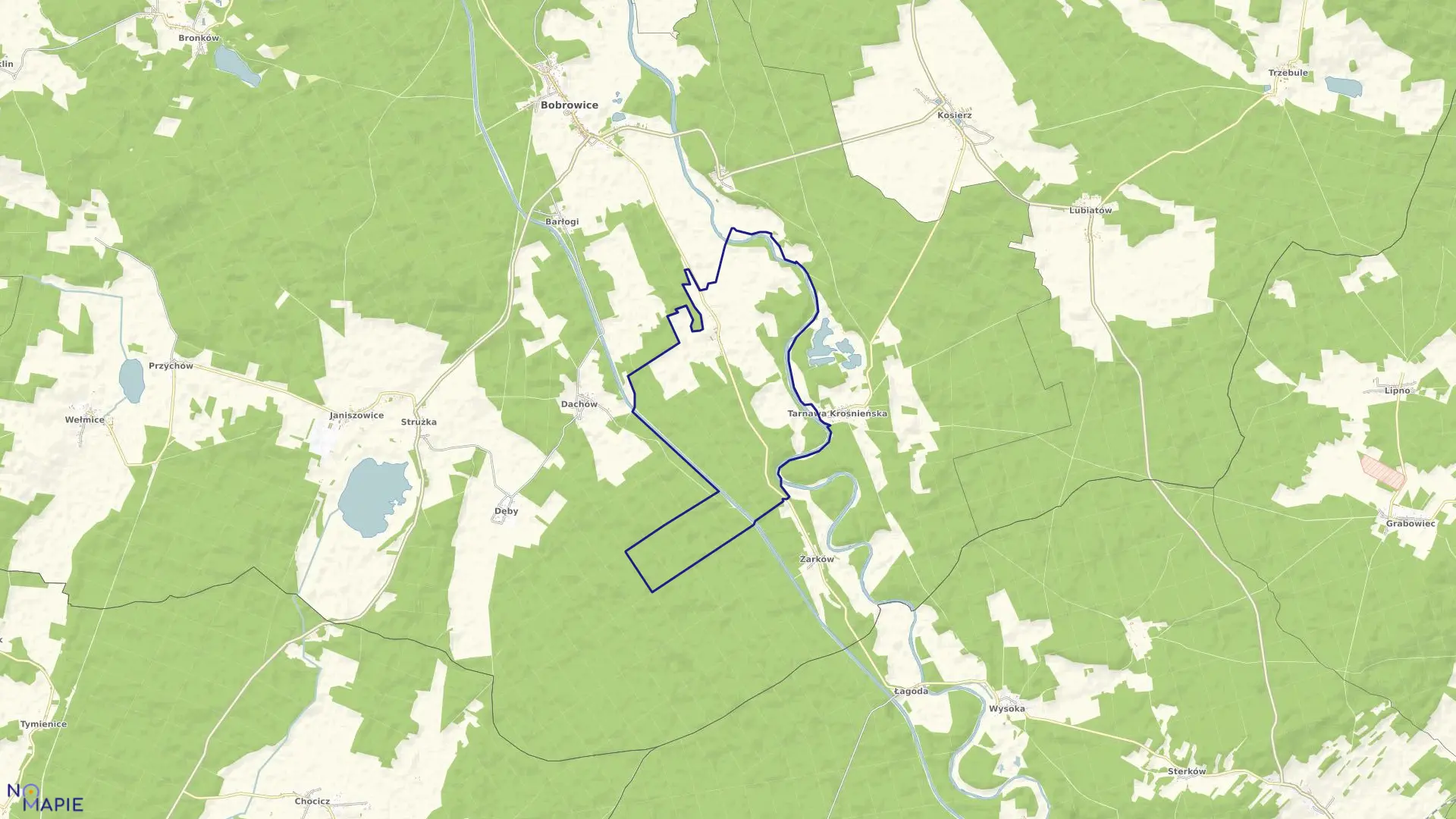 Mapa obrębu Chojnowo w gminie Bobrowice